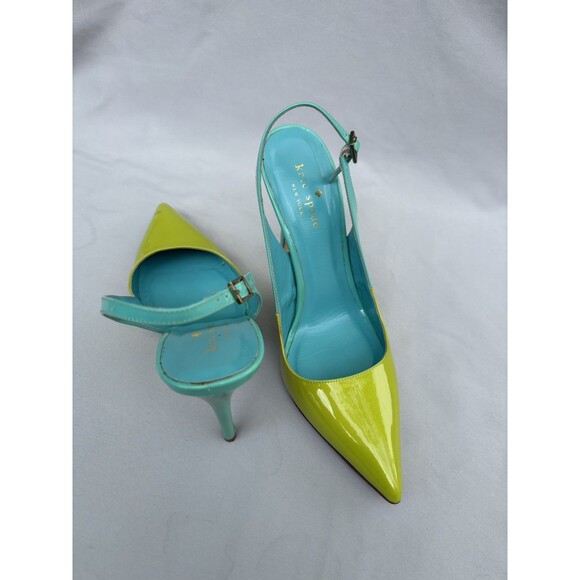 kate spade Shoes - Kate Spade New York Colorblock Patent Leather Slingback Pointed Toe Heels 8B